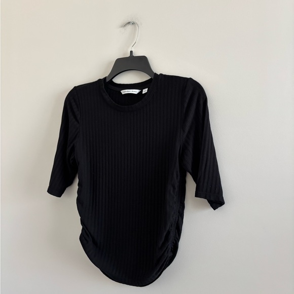 90s Calvin Klein Top Black Ribbed Knit Womens M Minimalist Capsule Office CBK - Picture 6 of 11